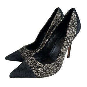 Jean-Michel Cazabat Elda high heel shoes 39.5 pointed toe black suede tweed